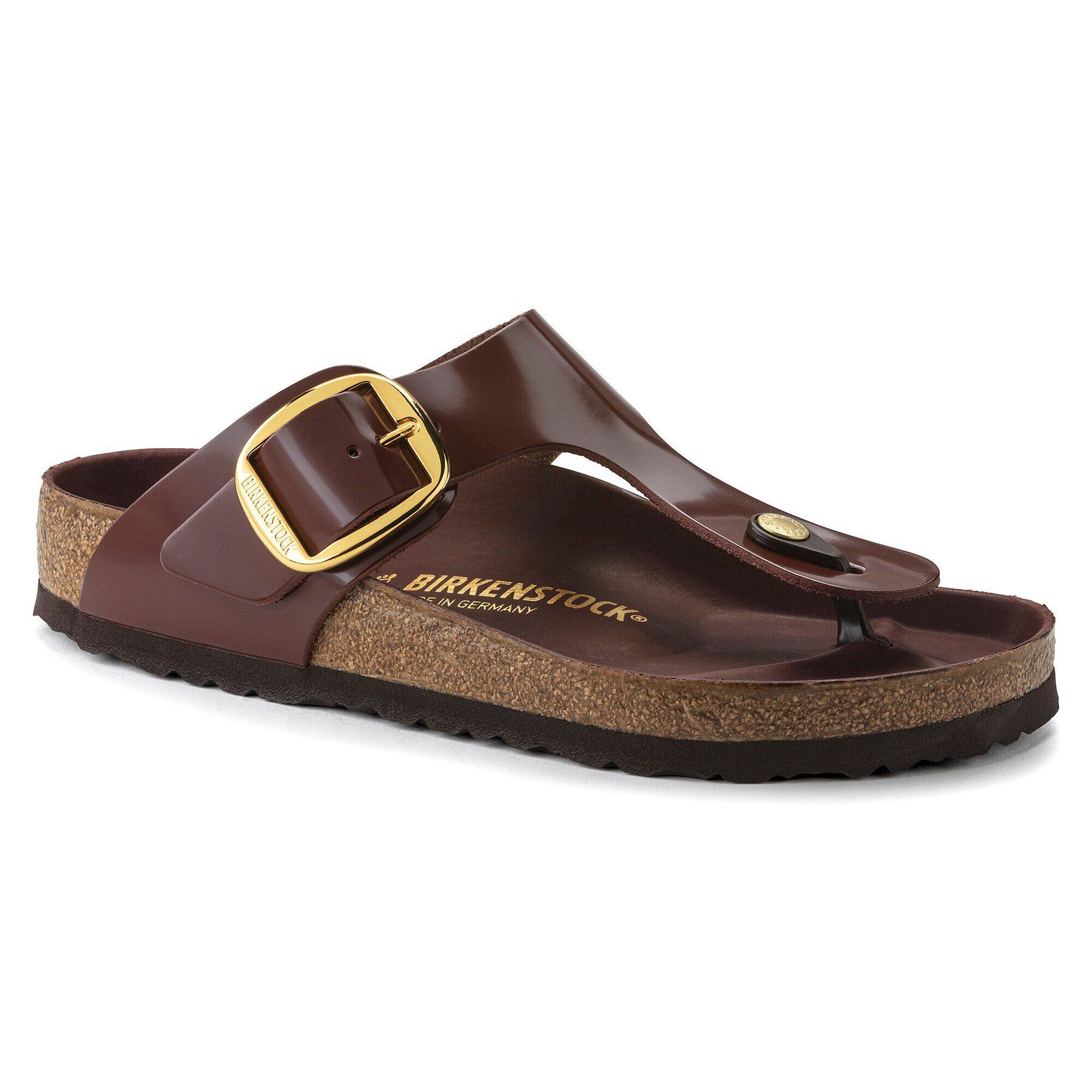 Gizeh Big Buckle Natural Leather Patent High Shine Chocolate