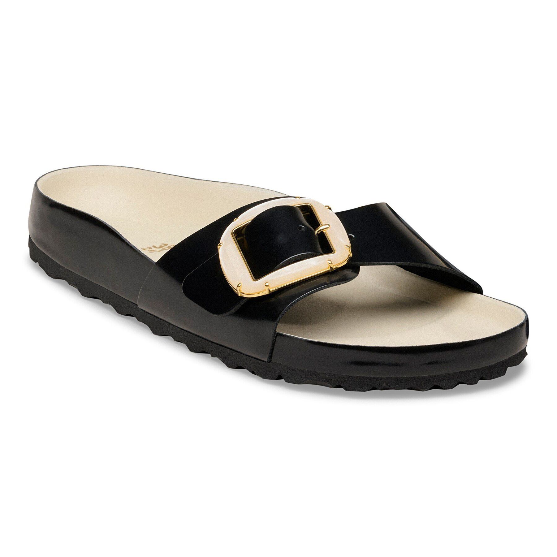 Madrid Big Buckle Pearl Natural Leather Patent
